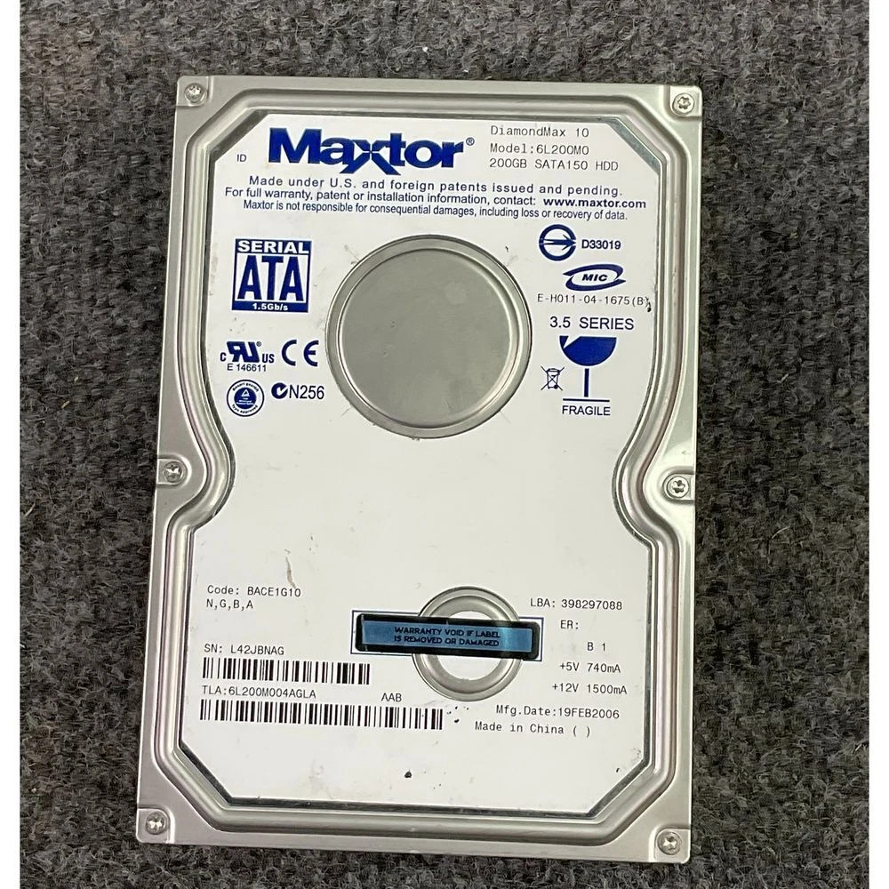 Maxtor DiamondMax 10 6L200M0 200GB SATA 7200RPM 3.5&amp;quot; HDD Used
