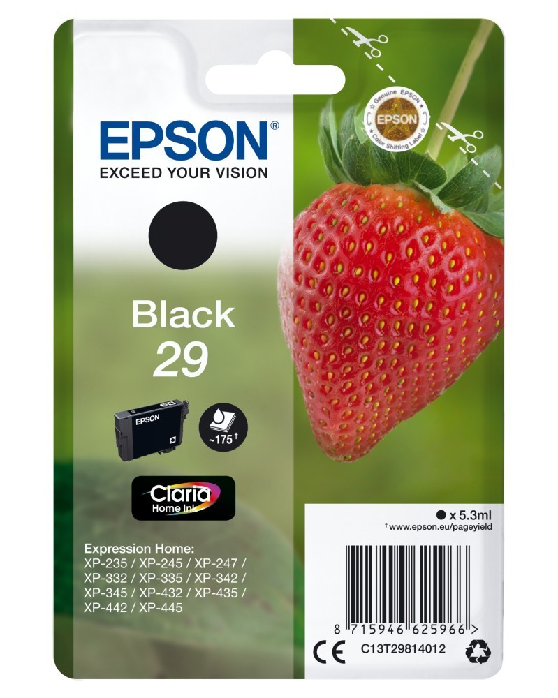 Epson Strawberry Cartridge Black Claria Home Inks 29