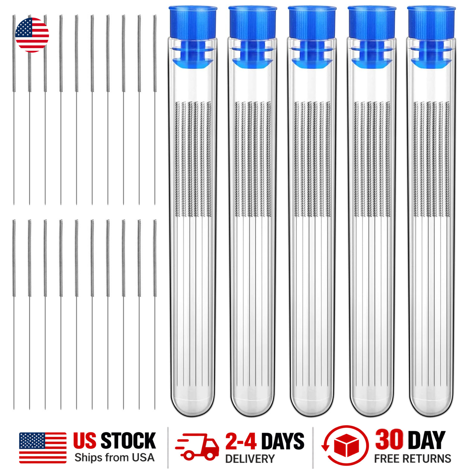 50 Pieces 3D Printer Nozzle Cleaning Kit Stainless Steel Needles 0.4 mm