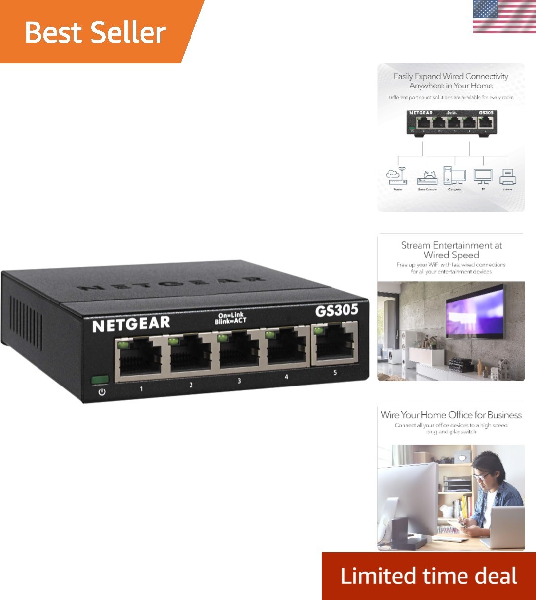 Reliable Gigabit Ethernet Switch GS305 with 5 Ports for Effortless Connection
