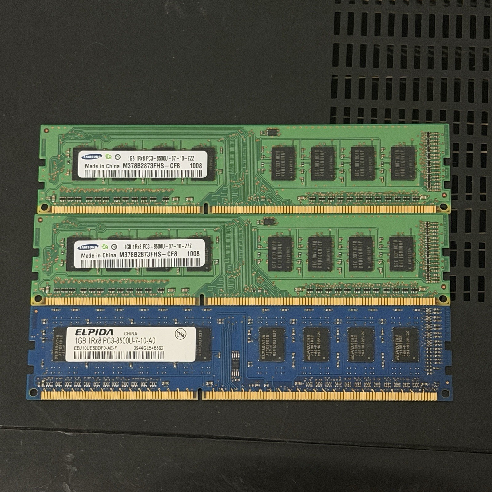 3GB (3x1GB) DDR3 PC3-8500U 1066MHz Desktop RAM Samsung Elpida Tested