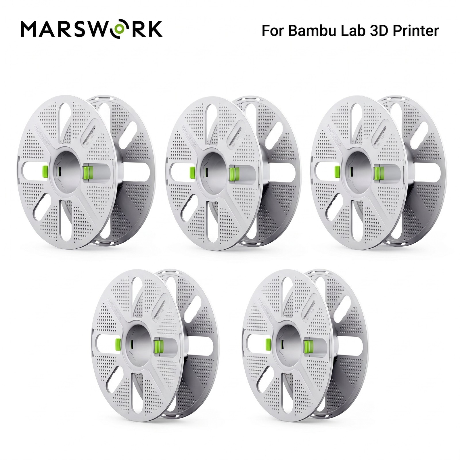 5-Pack Bambu Lab Compatible reusabl Spool, AMS Ready RFID Color Swatch & Remain