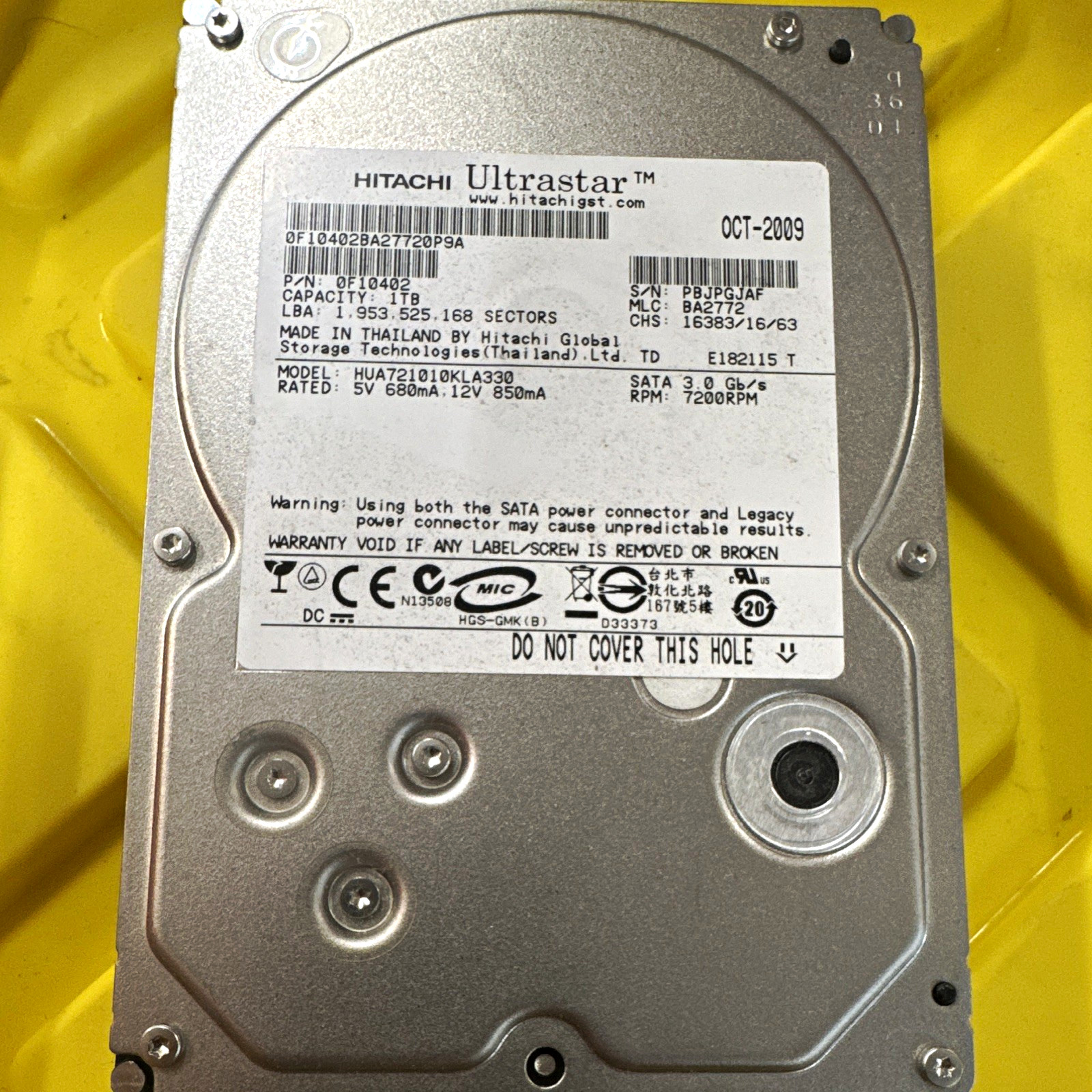 Hitachi Ultrastar HUA721010KLA330 1TB 7200RPM 32MB SATA II 3.5" HDD
