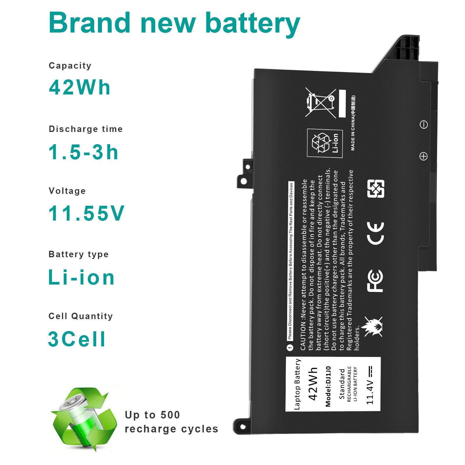 ✅Lot 10x DJ1J0 Battery for Dell Latitude 12 7280 7290 13 7380 7390 14 7480 7490