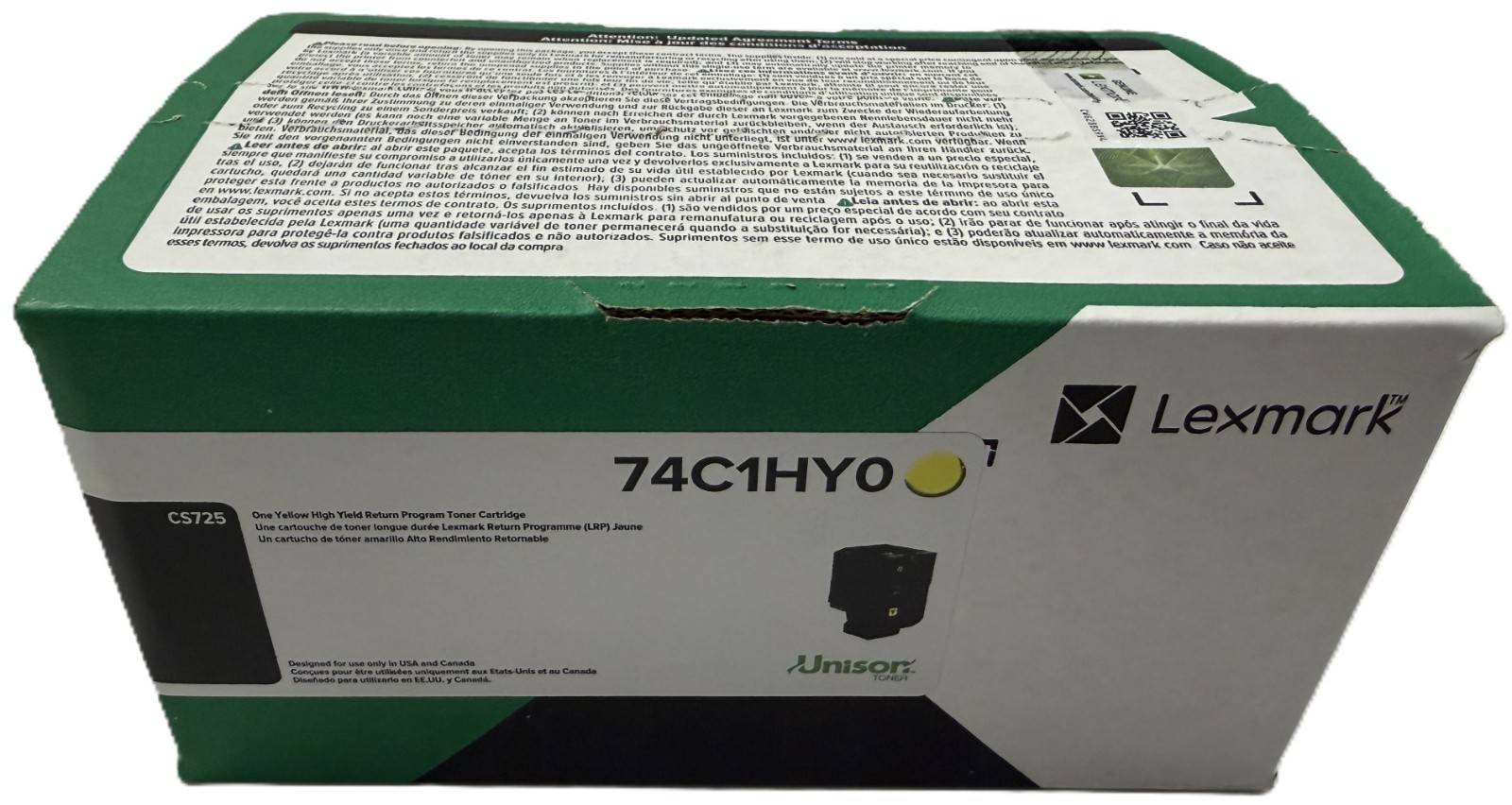 Lexmark Original 74C1HY0 Yellow High-Yield Toner