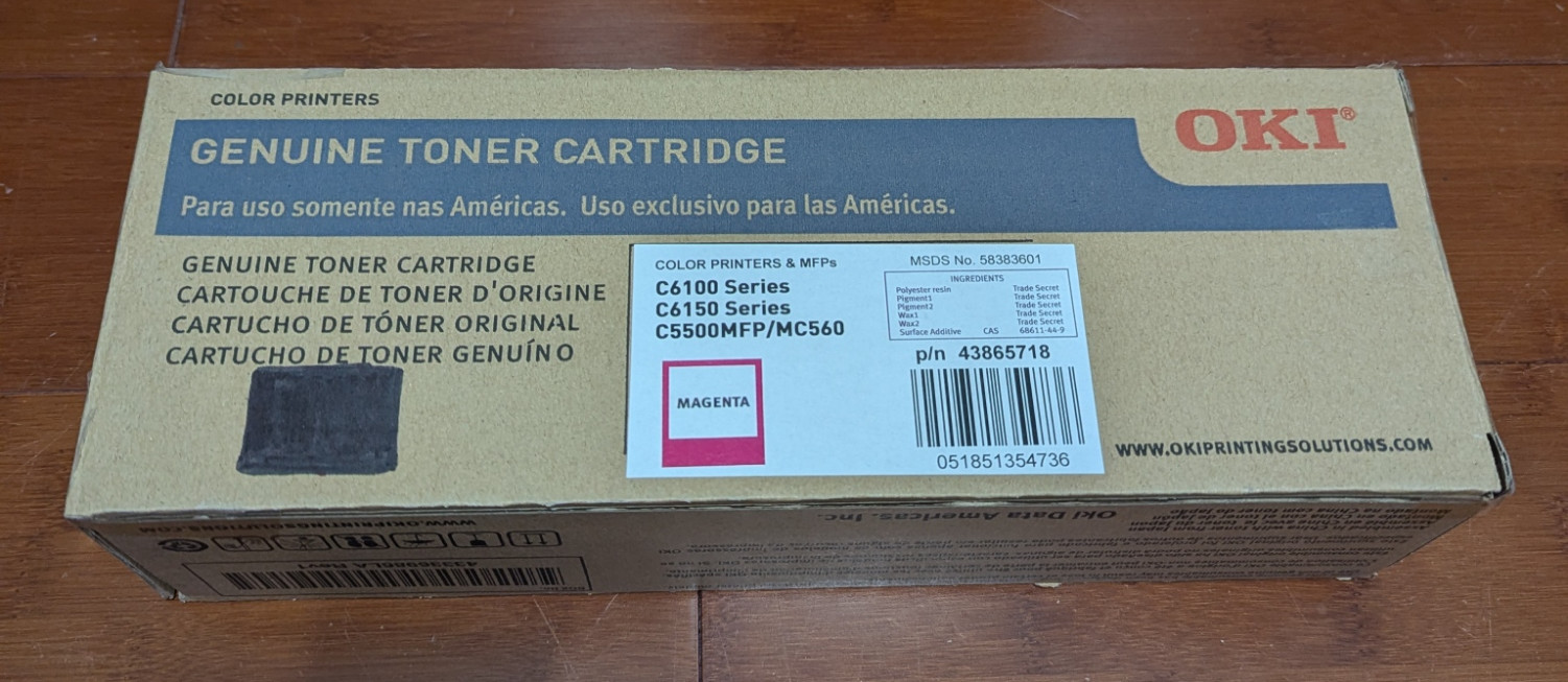Genuine OKI Toner Cartridge (Magenta) C6100 Series