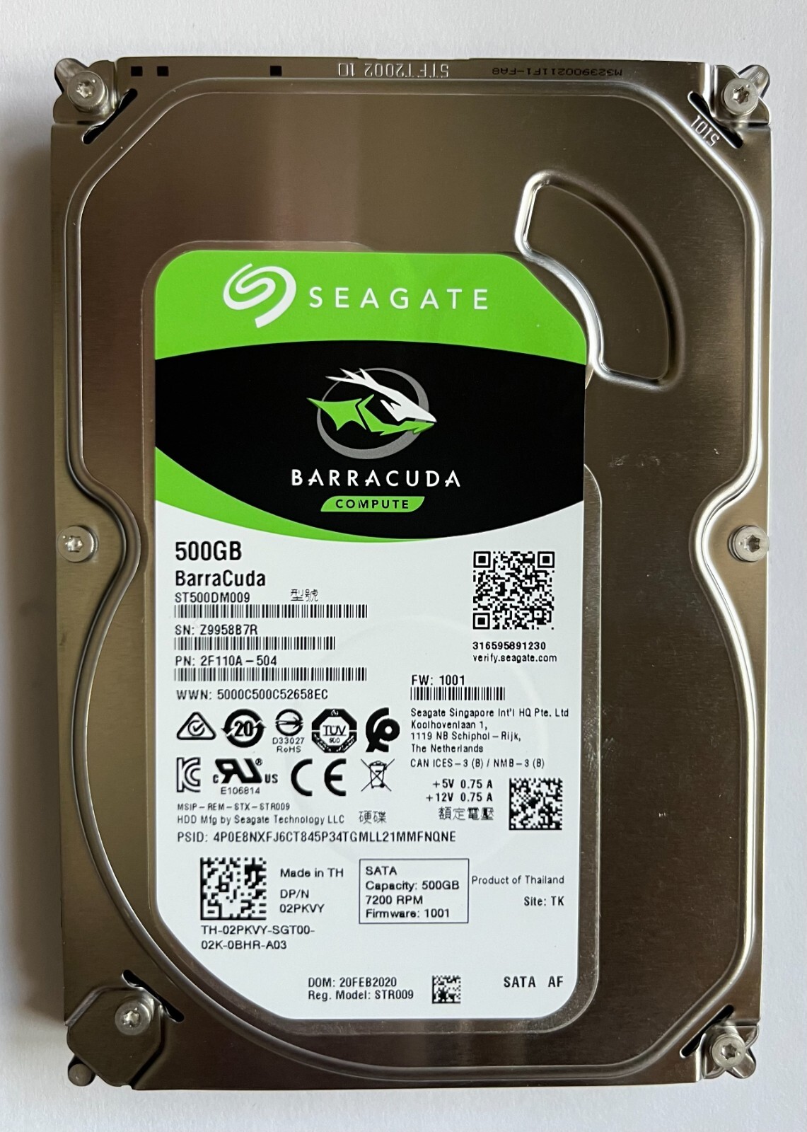 2PKVY Dell Seagate Barracuda ST3500630AS 500GB 3.5" SATA Hard Drive 02PKVY