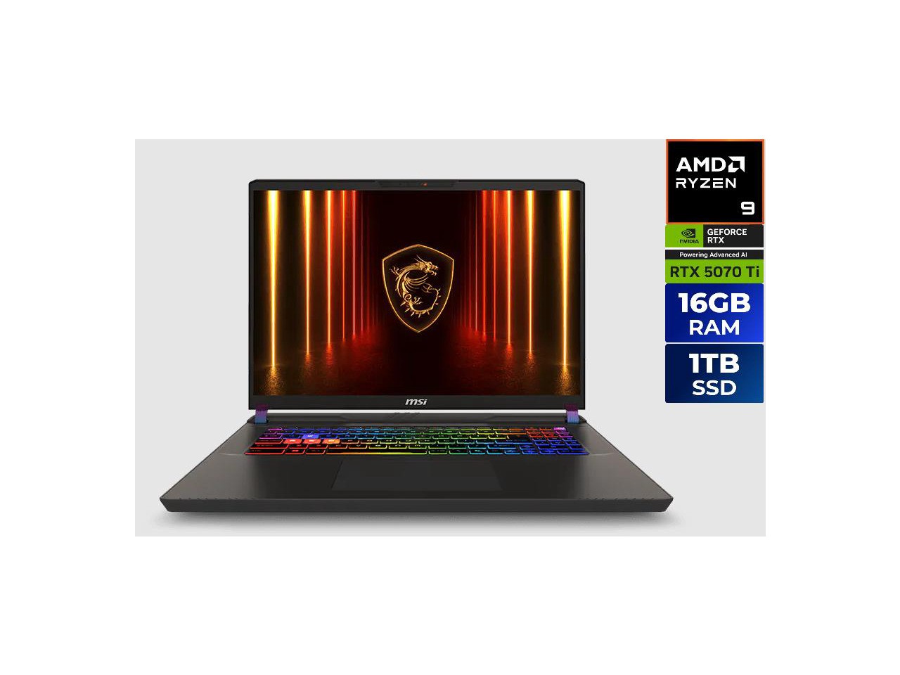 MSI Vector A16 HX Gaming Lapotop AMD Ryzen 9 8940HX NVIDIA GeForce RTX 5070 Ti