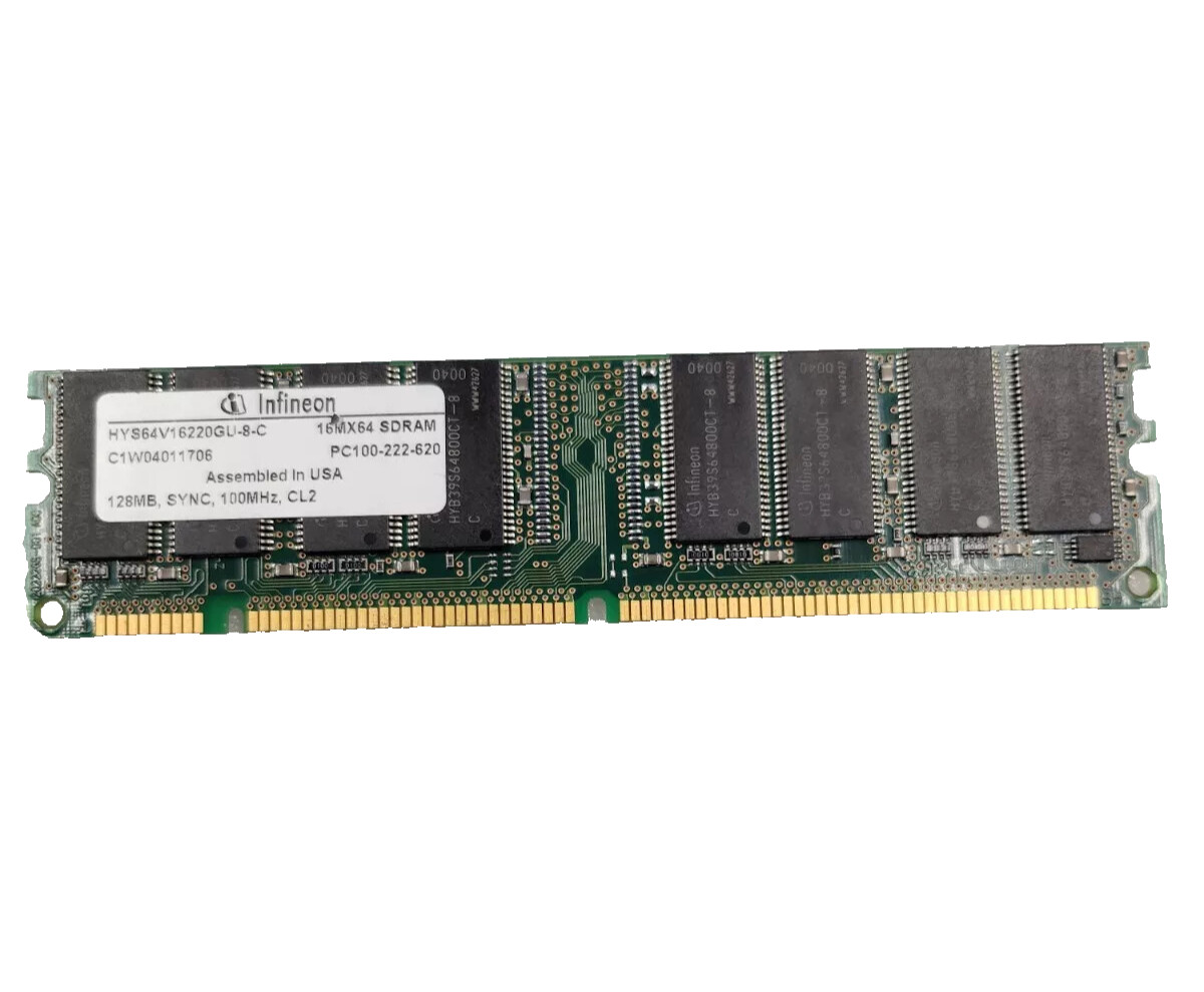 Infineon 128MB PC100 MEMORY SDRAM 168pin 16x64 Non-Ecc Dimms 16mx64 CL2 100mhz