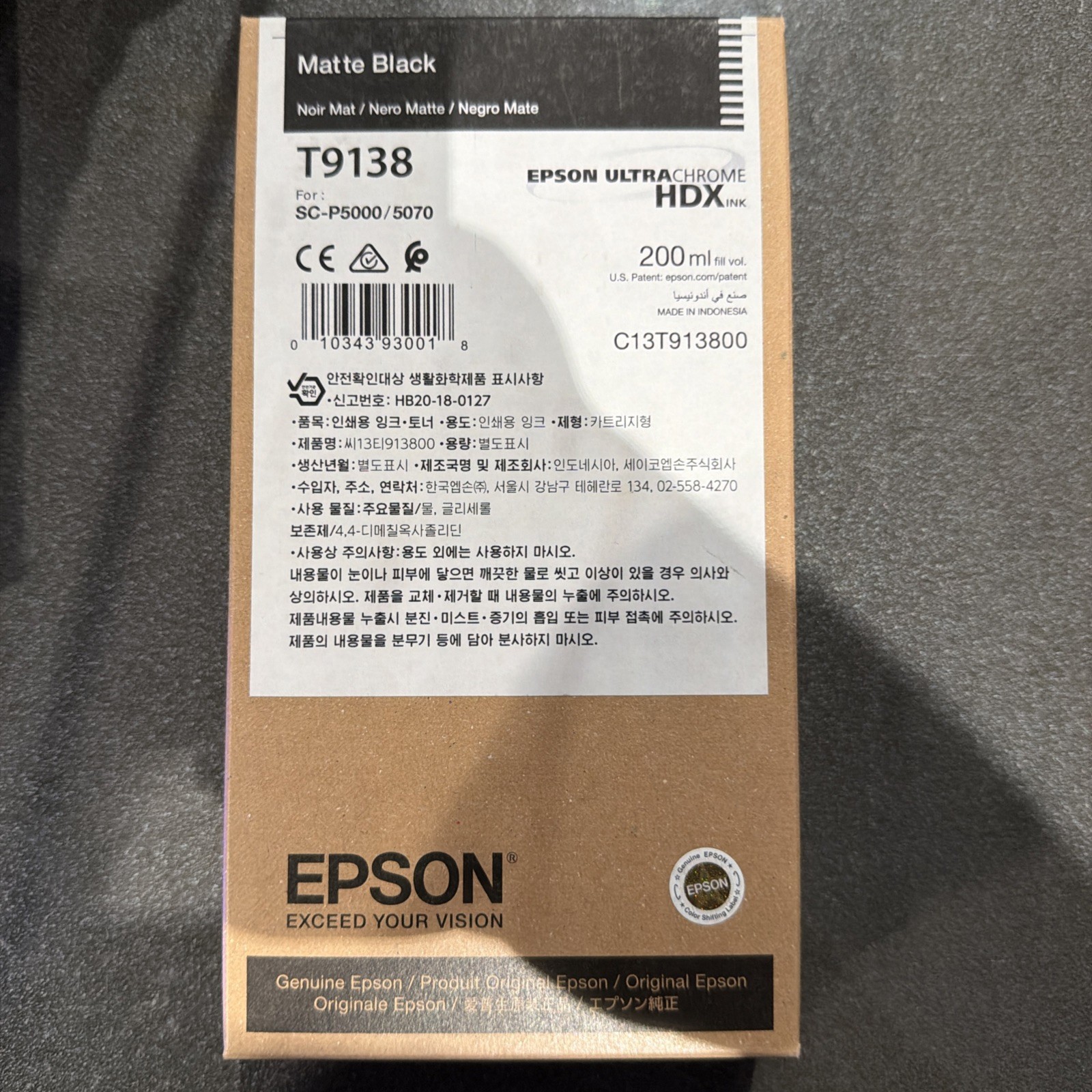 Epson T9138 UltraChrome HDX Matte Black Ink Cartridge (200mL)
