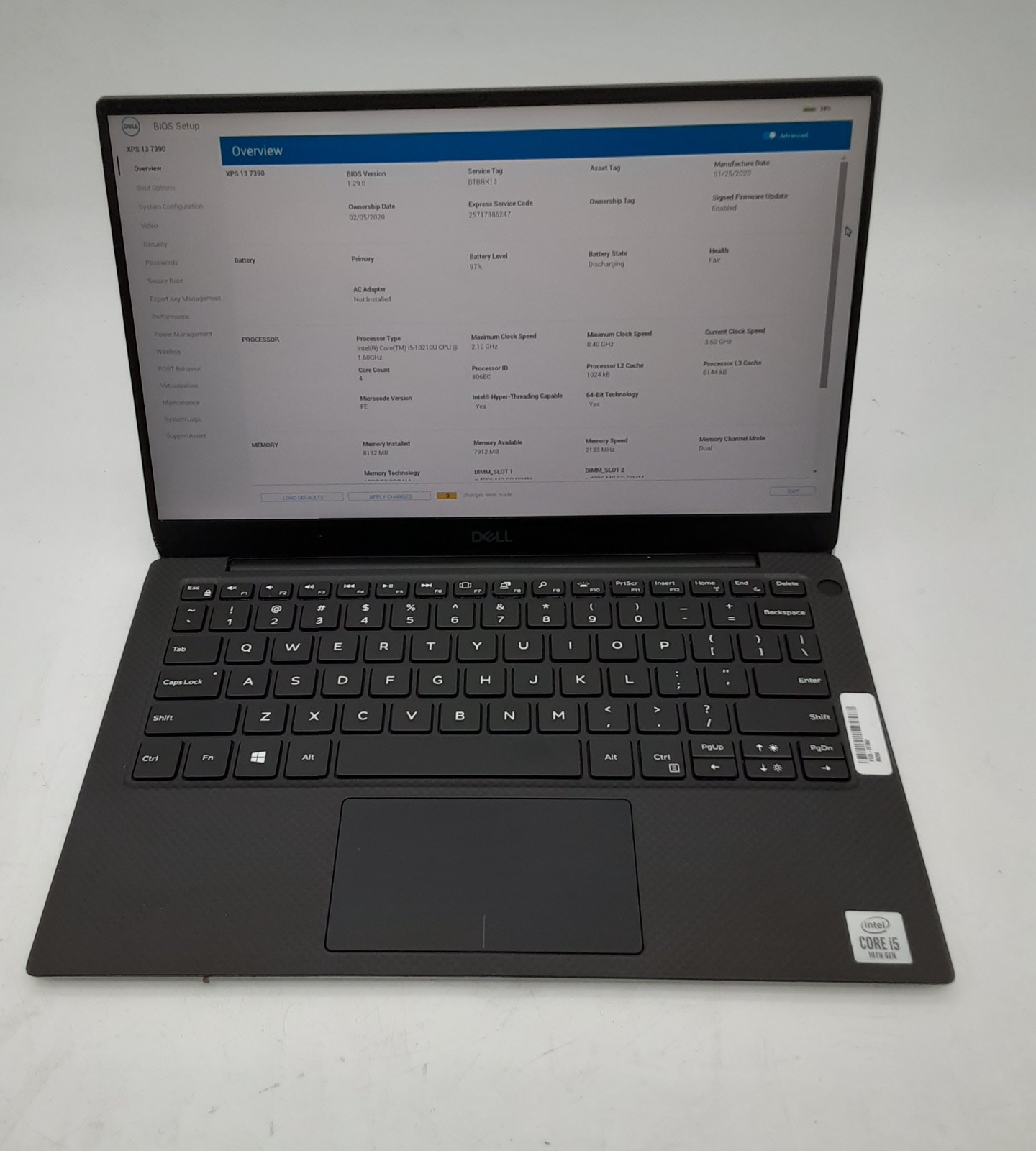 Dell XPS 13 7390 | Intel i5-10210U CPU | 8GB RAM 256GB SSD | No OS | See Desc