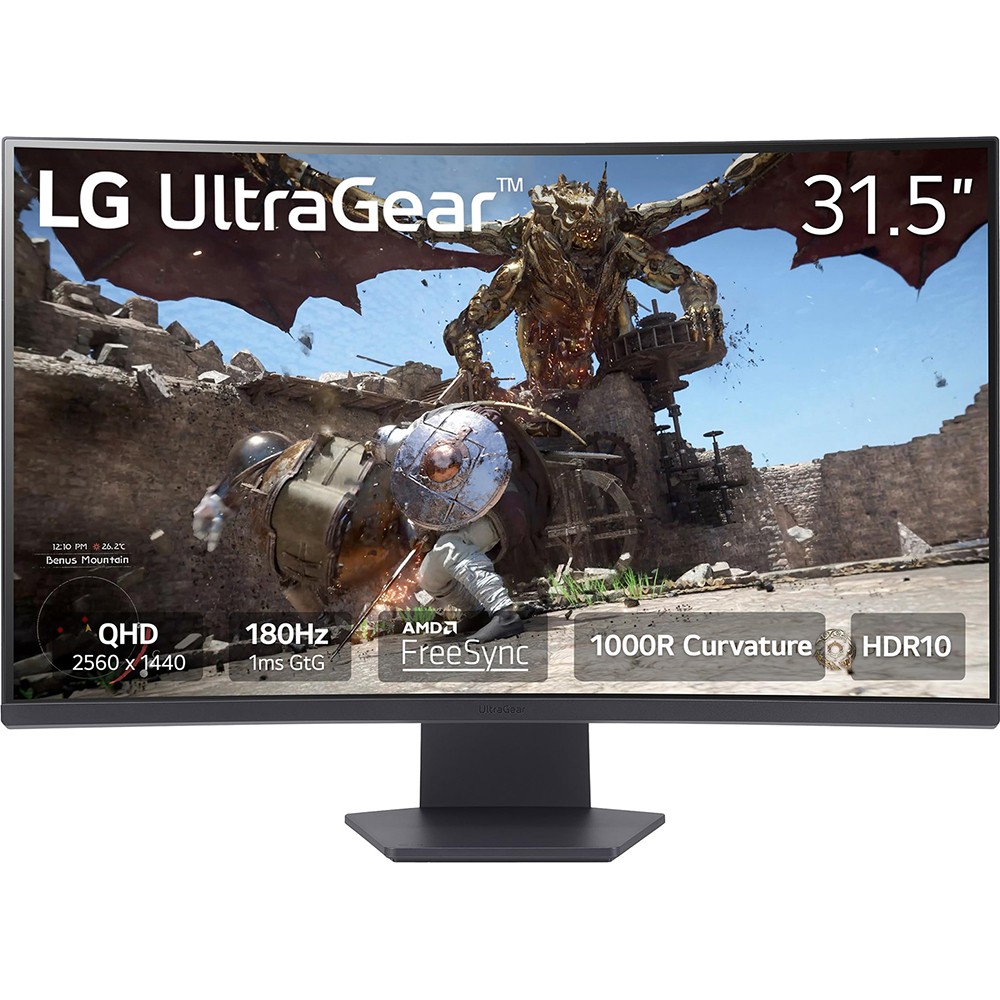 LG 32 inch UltraGear QHD 180Hz 1ms Curved Gaming Monitor - 32GS60QC-B - Open Box