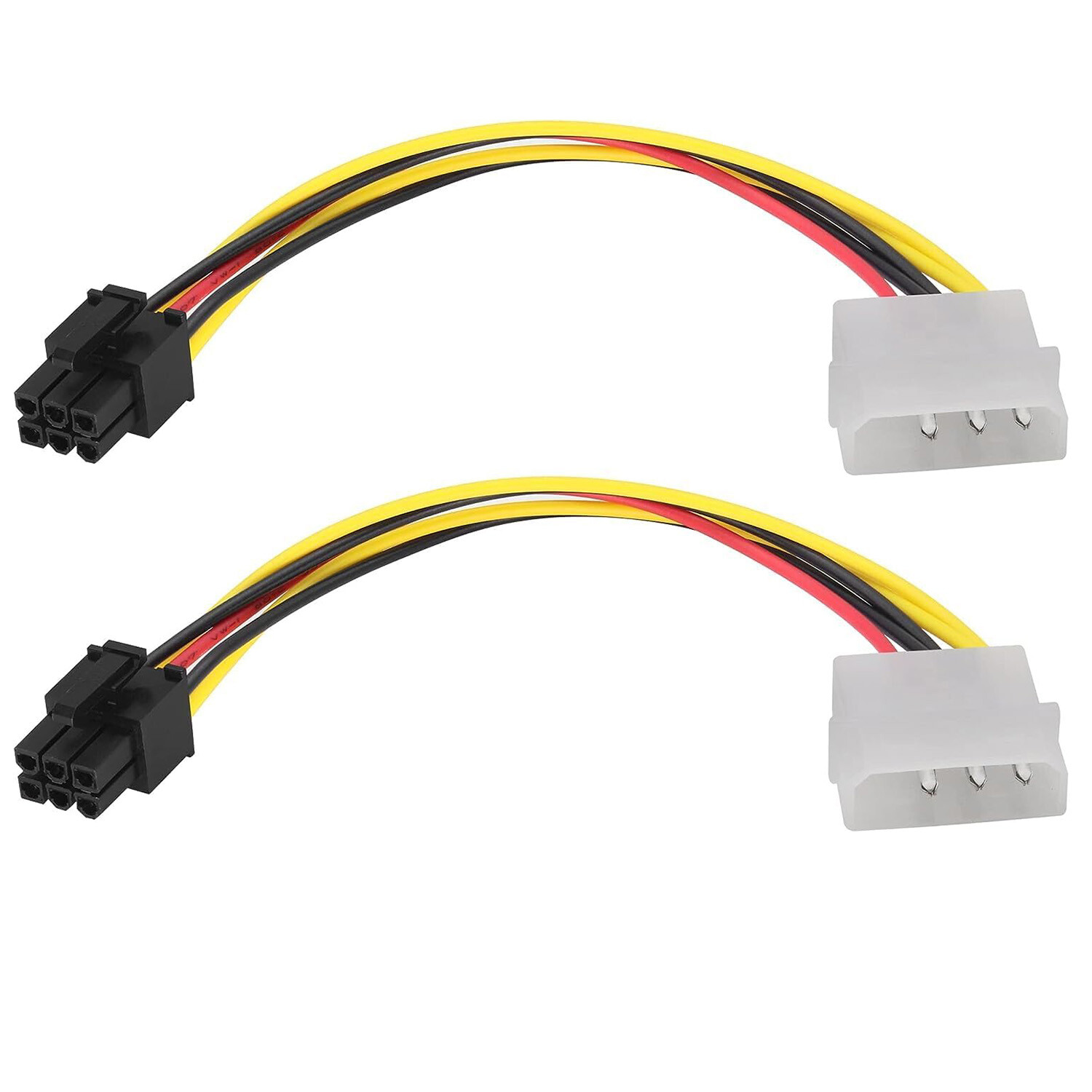 2pcs Molex 4 Pin to 6 Pin PCI-E Express Graphics Card Power Conversion Cable