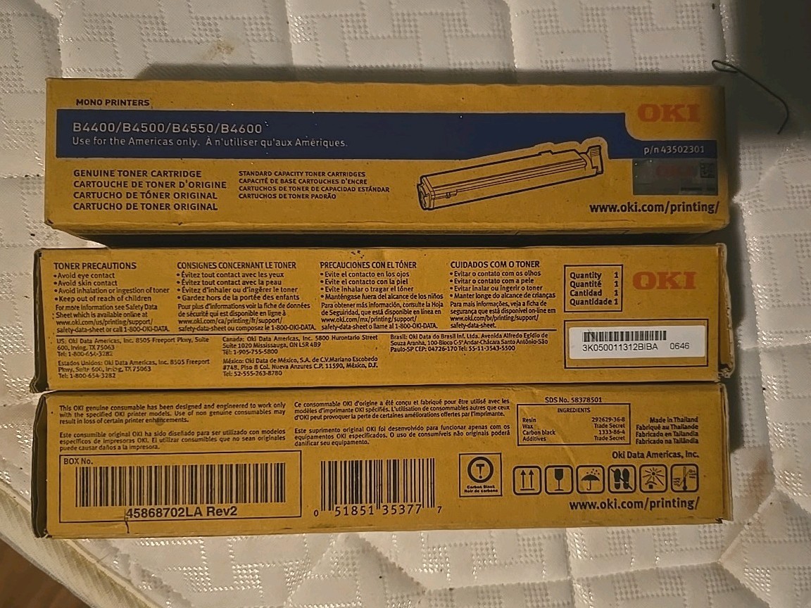 Genuine OKI 43502301 Black Toner Cartridge for B4400, B4500, B4550, B4600