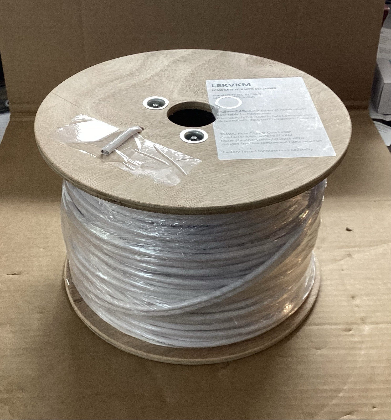 LEKVKM EC500 Bulk Ethernet Cable 650FT 26AWG Cat8 LAN Network Cable 40Gbps