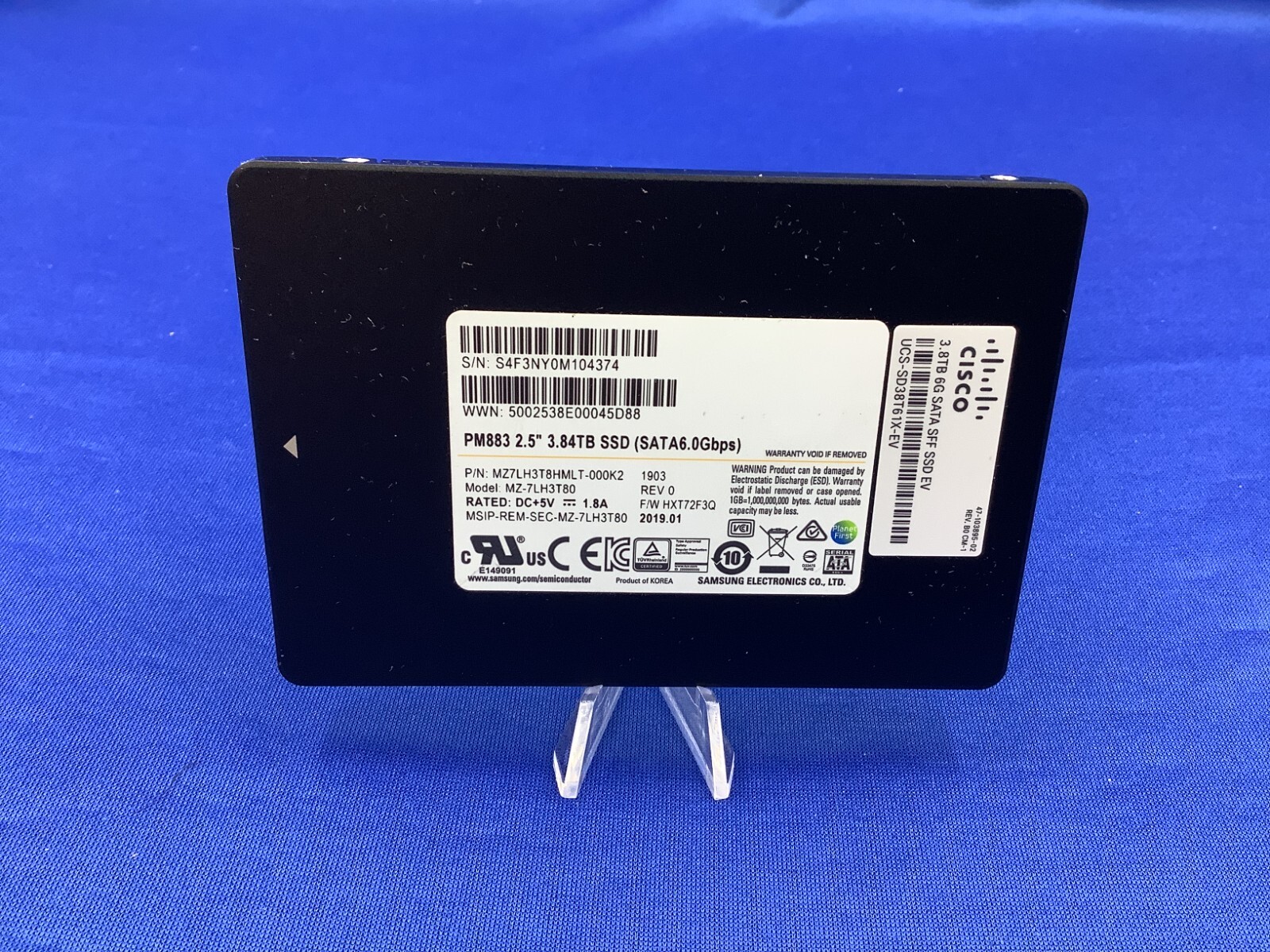 MZ-7LH3T80 Samsung PM883 Series 3.84TB 2.5" SATA 6Gb/s SSD Cisco UCS-SD38T61X-EV