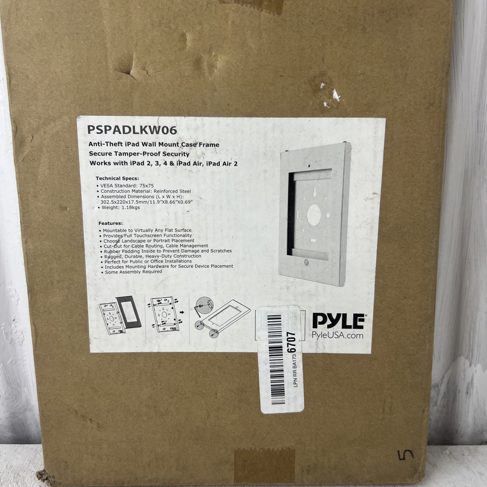 PYLE ANTI THEFT TABLET SECURITY STAND WALL/TABLE MOUNT DESKTOP IPAD STAND URR1-0