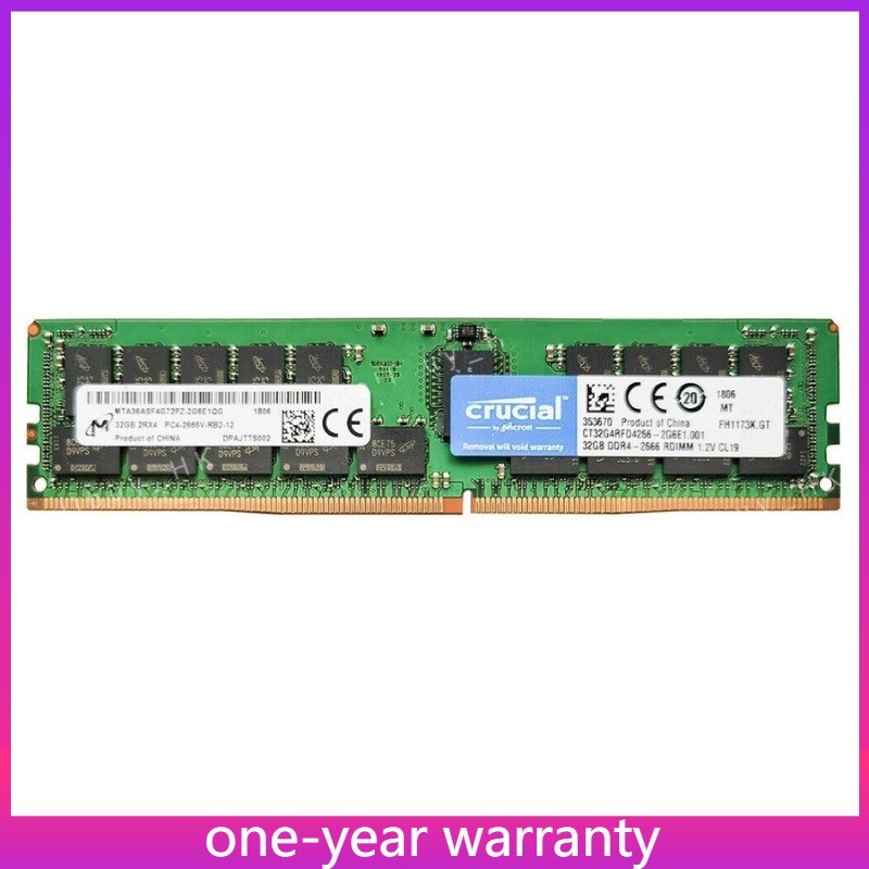 Micron Crucial 2666MHz 32GB ECC REG RAM PC4-2666V-RB2-12 DDR4 Server Memory