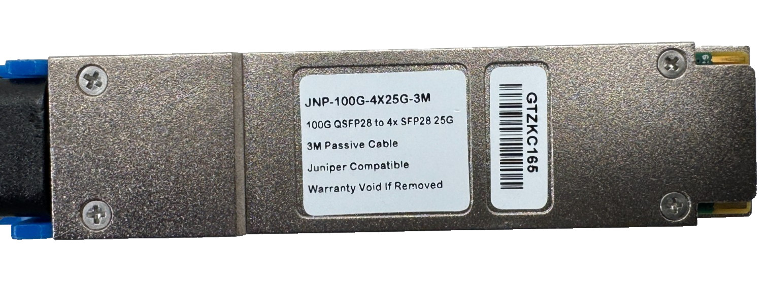 Juniper 740-061003 JNP-100G-4X25G-3M 100G QSFP28 to SFP28 4x25G Cable 1y Wrnty