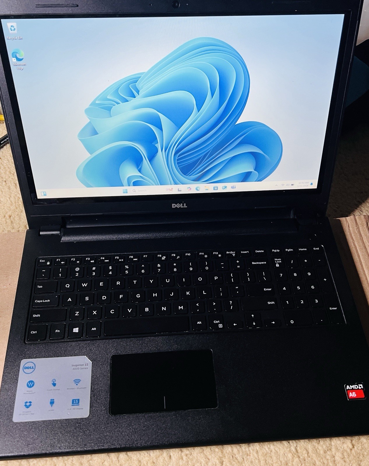 Dell Inspiron 3541,15.6” Touch Screen,Win11 Pro,8G Ram,250G SSD, AMD-A6-6310,