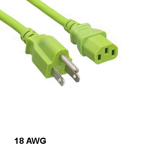 10x Green 10ft Standard Power Cord NEMA5-15P to IEC60320 C13 18AWG 10A/125V SJT