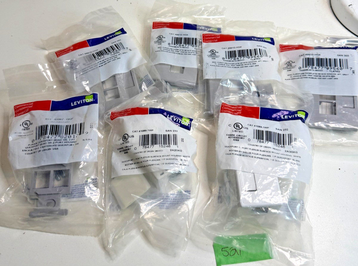 Leviton Mixed Lot x7  CAT 499-10-HG4 (4) , CAT 41089-1WP (2), 003-41087-QGP (1)
