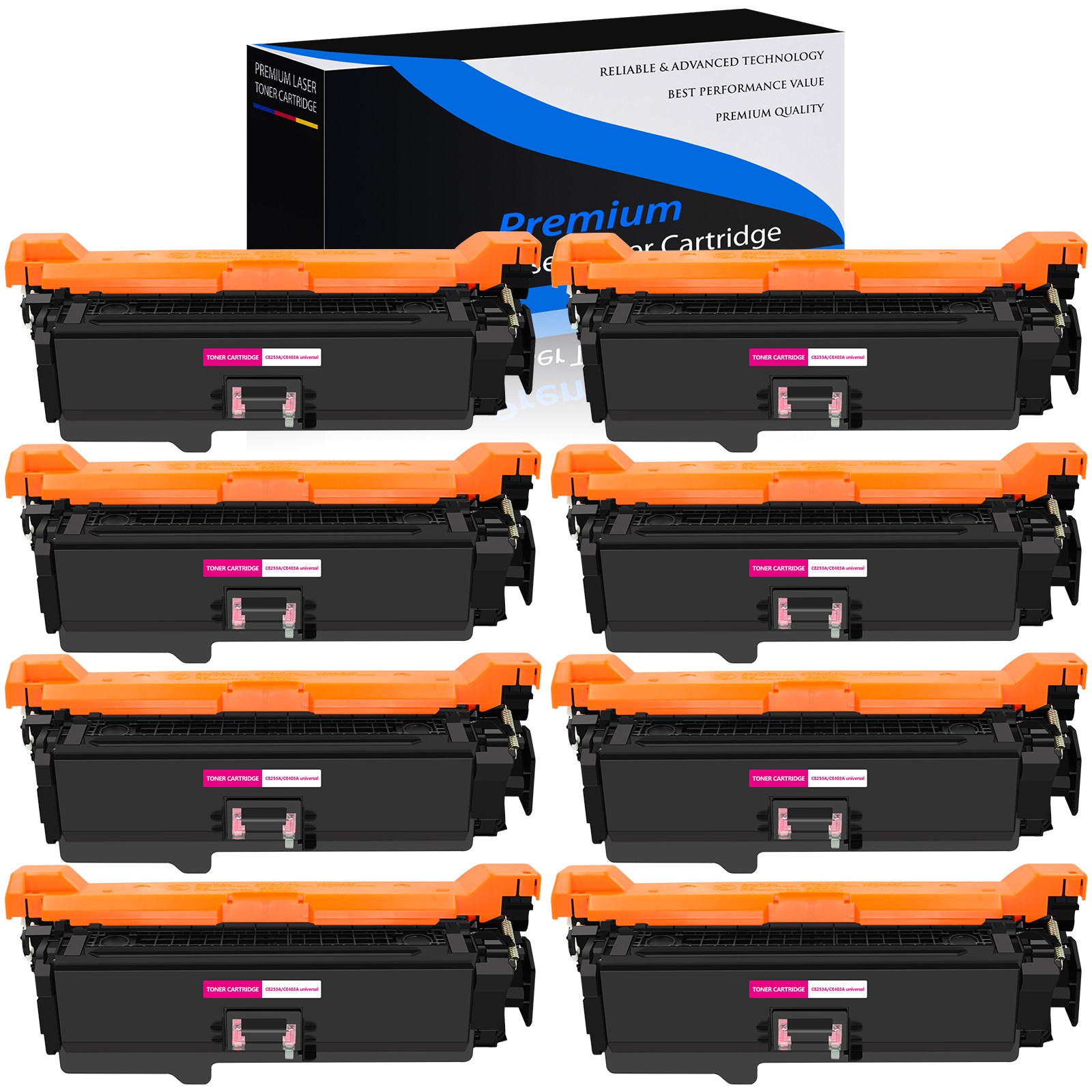 8 PK - Magenta CE253A 504A Toner for HP Color LaserJet CP3525x CP3525n CM3530fs