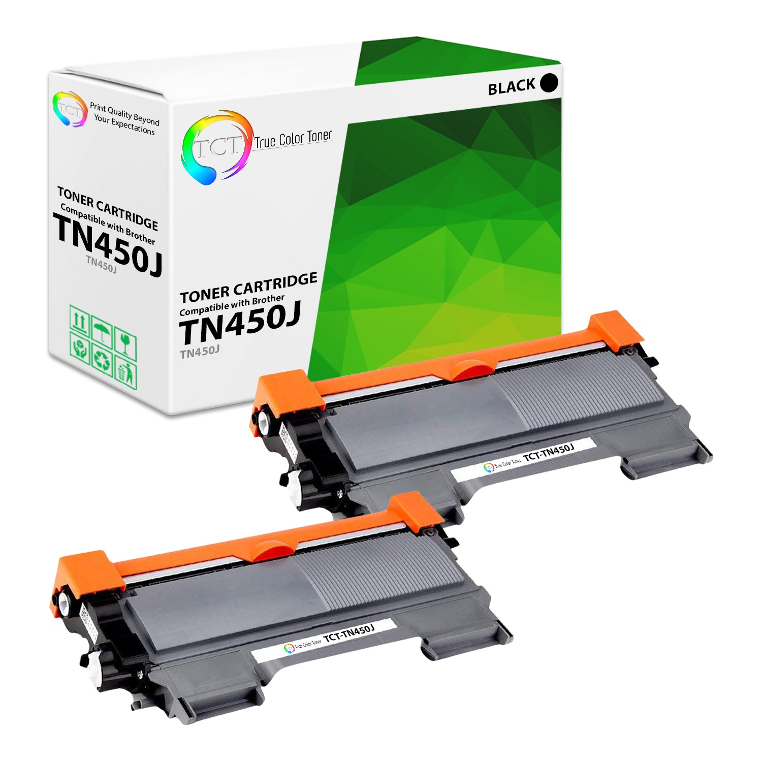 2Pk TCT Prem TN420 TN450 Black Jumbo For Brother HL 2220 2230 Compatible Toner