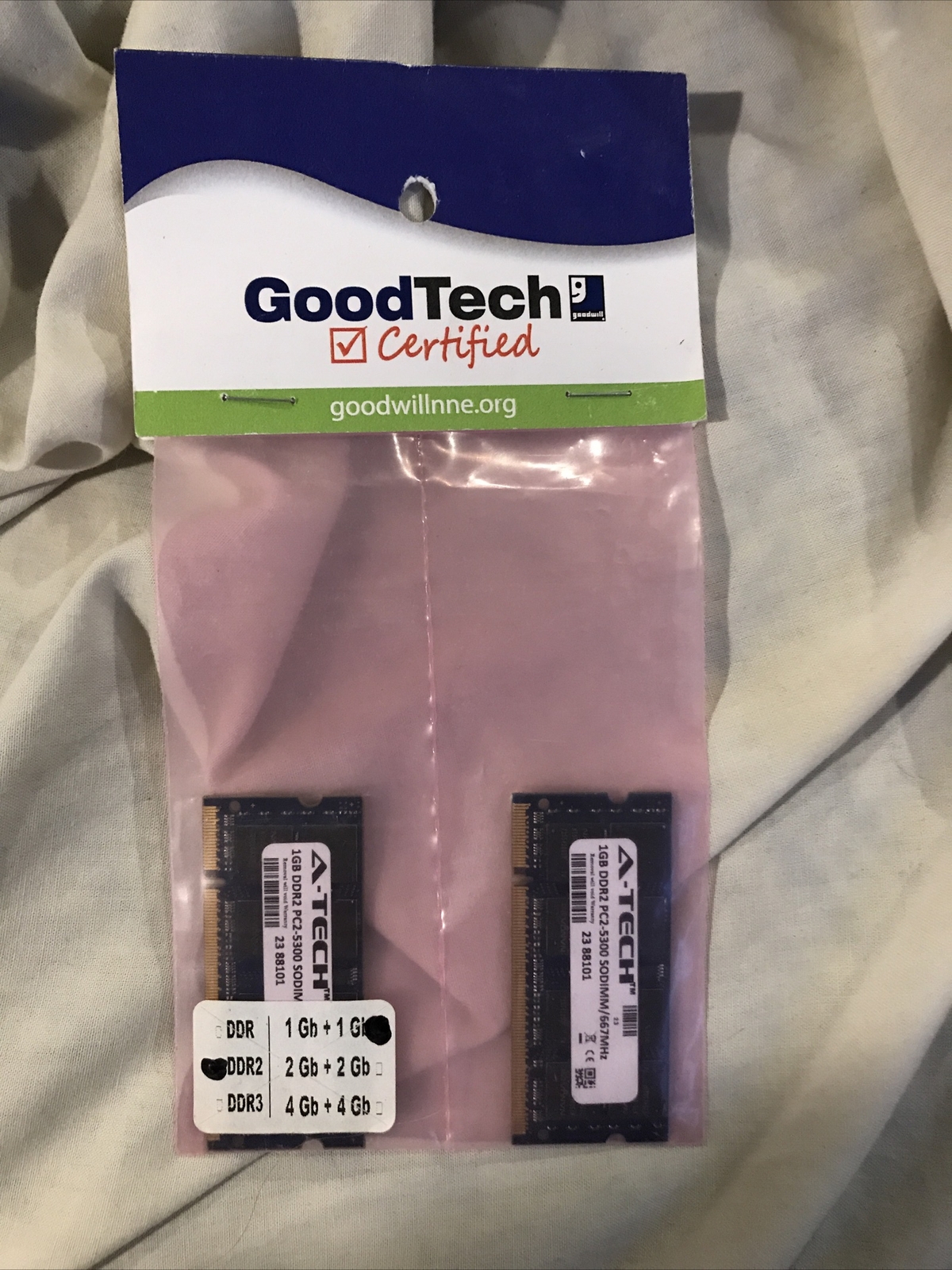 A-Tech 2GB 2x 1GB PC2-5300 Laptop SODIMM DDR2 667 MHZ Goodtech Certified NEW