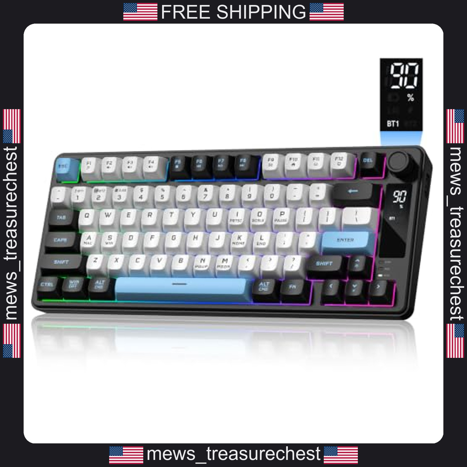 Wireless 75% Mechanical-Inspired Gaming Keyboard with RGB Backlit, Bluetooth,