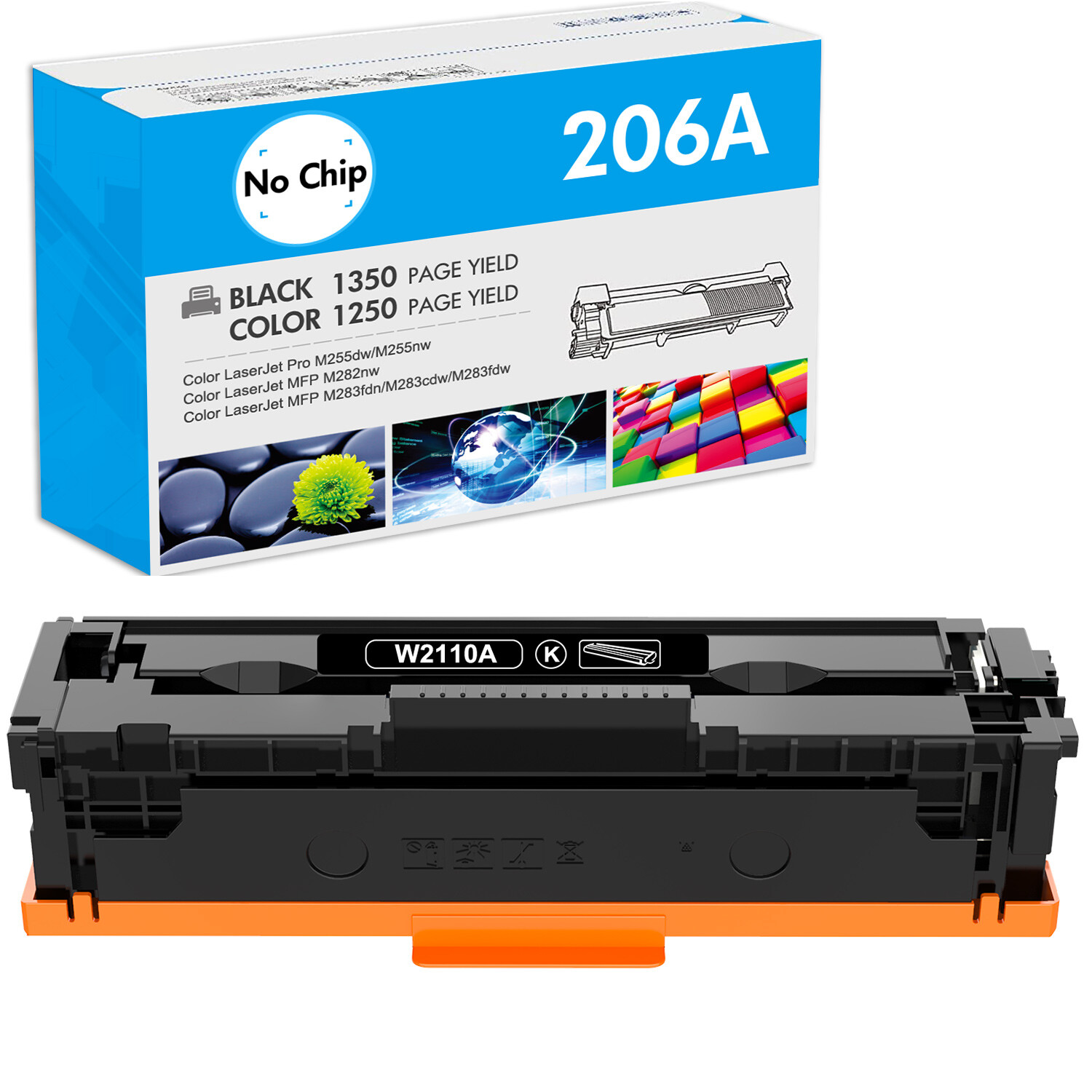 1PK NO CHIP Toner Replace for W2110A HP 206A LaserJet Pro MFP M283cdw Printers