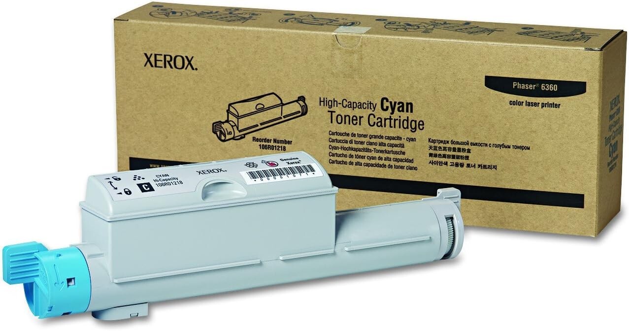 One (1x) New Sealed Genuine Xerox Cyan High Capacity Toner Cartridge 106R01218