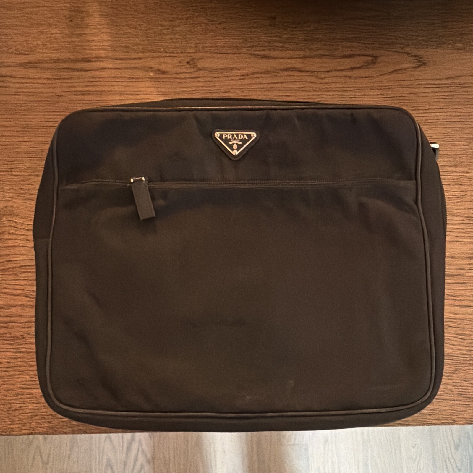 PRADA Milano Black Nylon 13" Laptop Sleeve Case Padded Zip-Around Solid