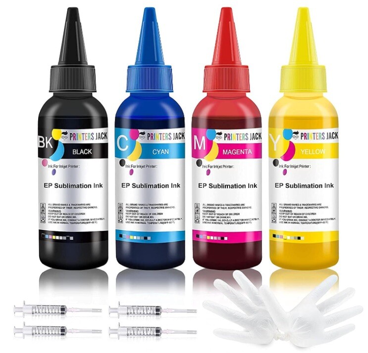4pk Sublimation Ink With Heat Tape Refill Fit For ET-2720 ST-2000 Printer (BCMY)
