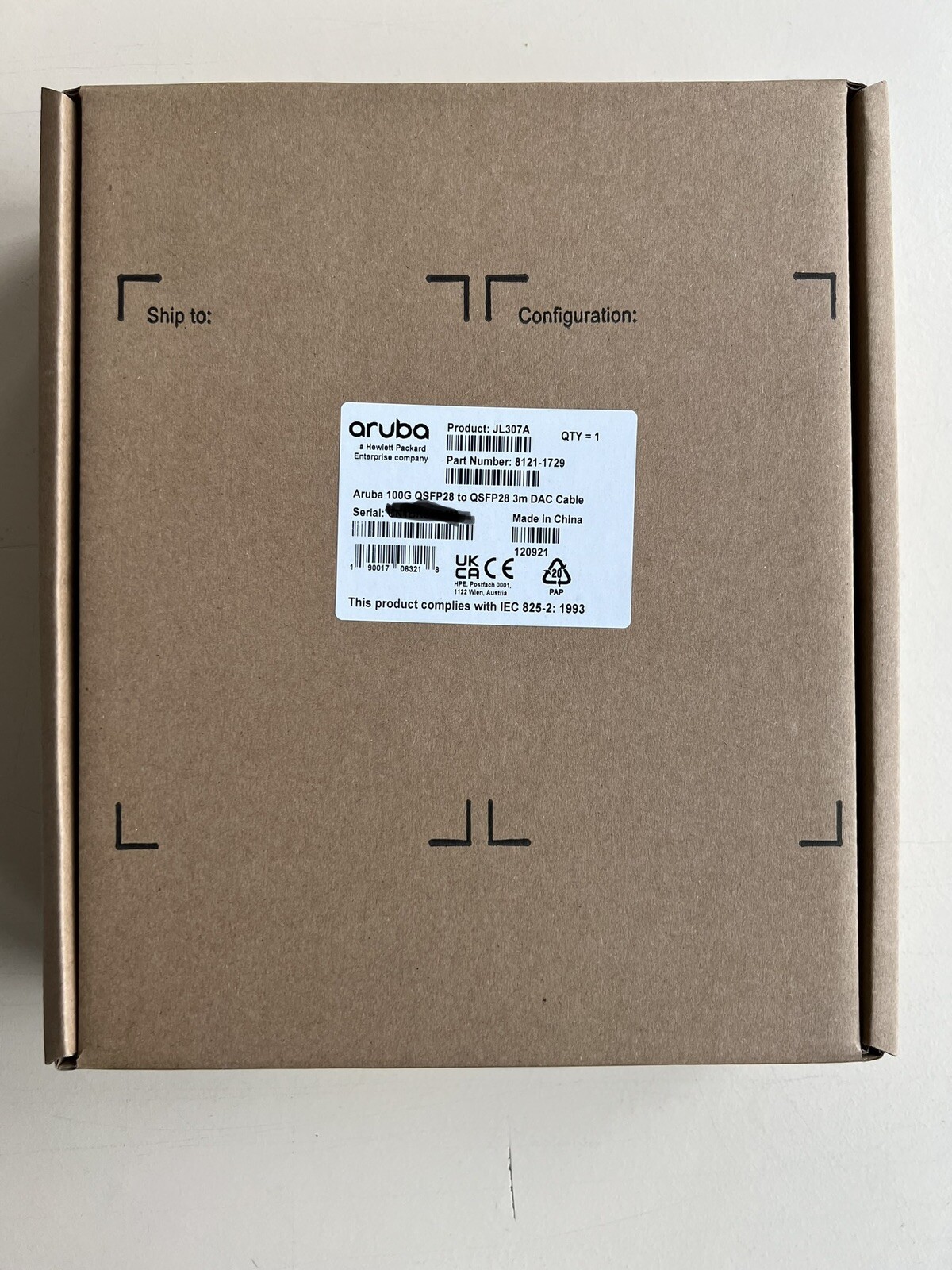 HPE Aruba X241 - 100GBase Direct Connect Cable - QSFP28 (M) - JL307A