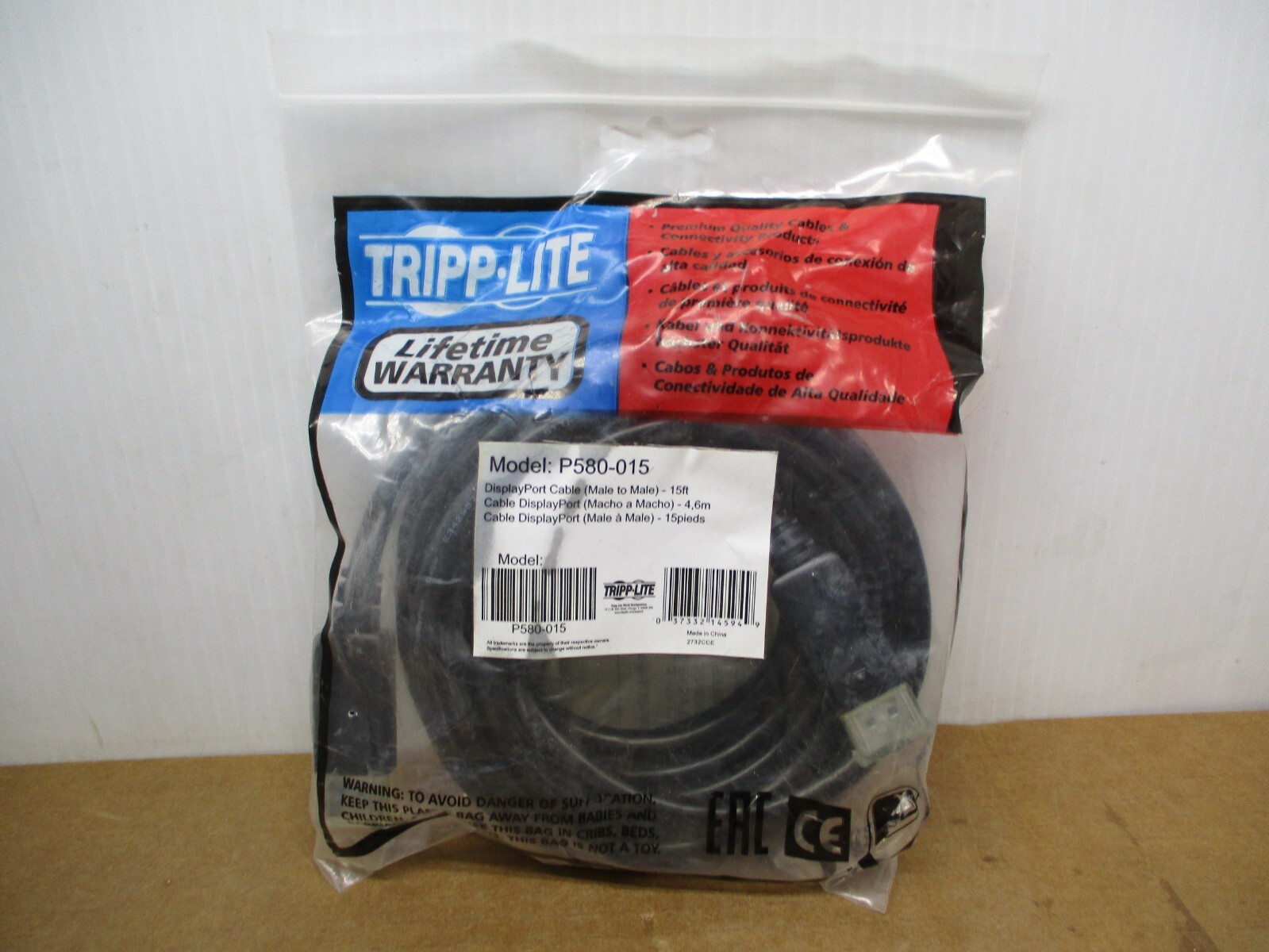 Tripp Lite P580-015 15ft DisplayPort Cable with Latches Video / Audio DP 4K x 2K