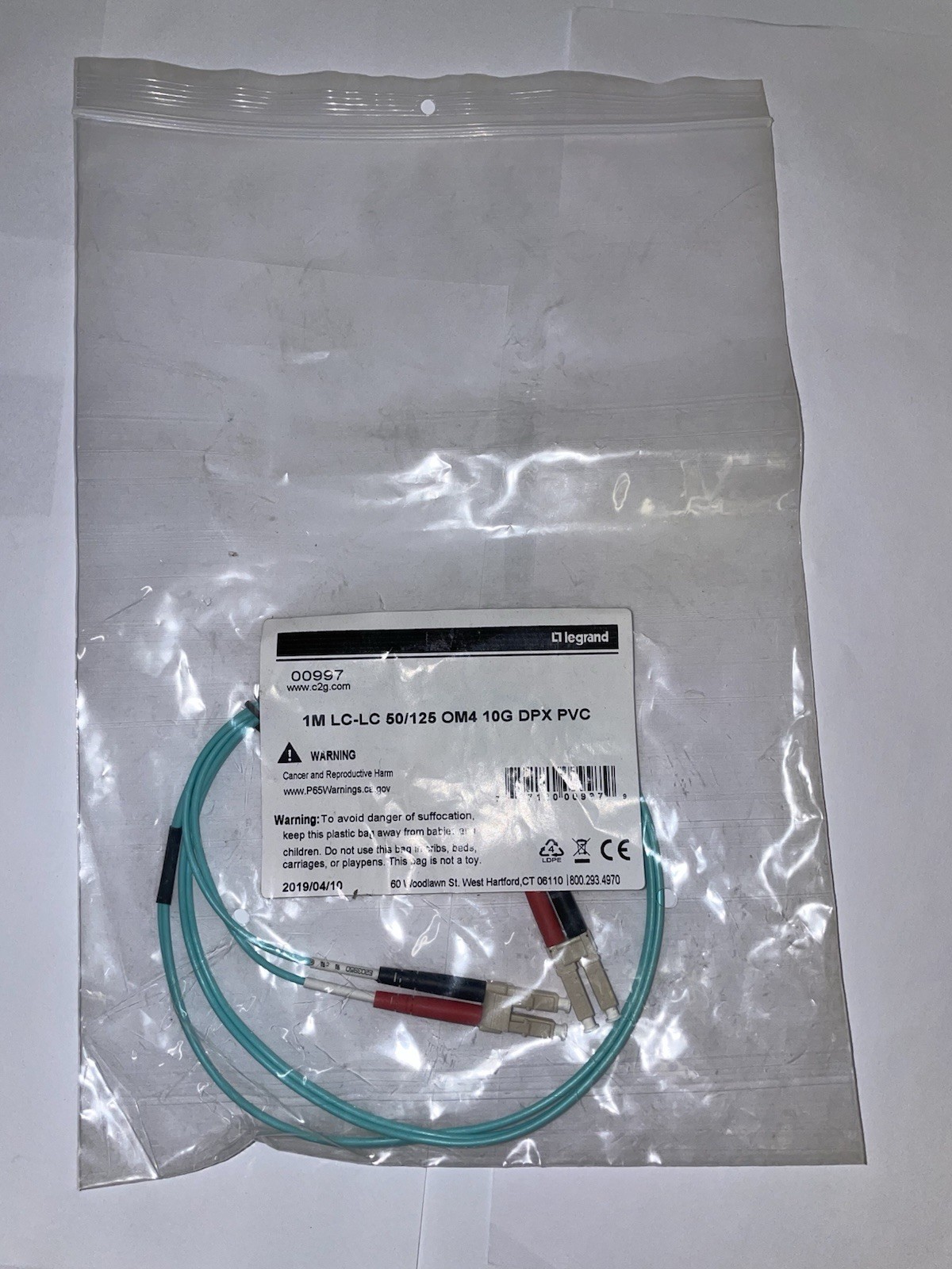 Legrand Fiber Optic Patch Cable 1M LC-LC 50/125 OM4 10G DPX PVC