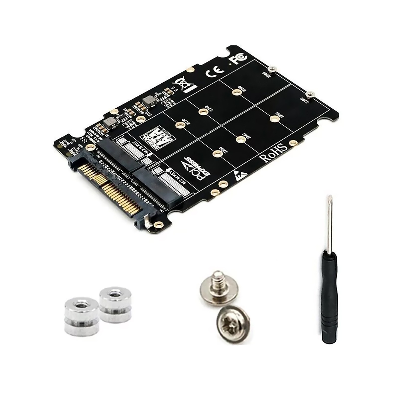 M.2 NVME SSD Key M + NGFF SATA SSD Key B to U.2 SFF-8639 Adapter Card Module