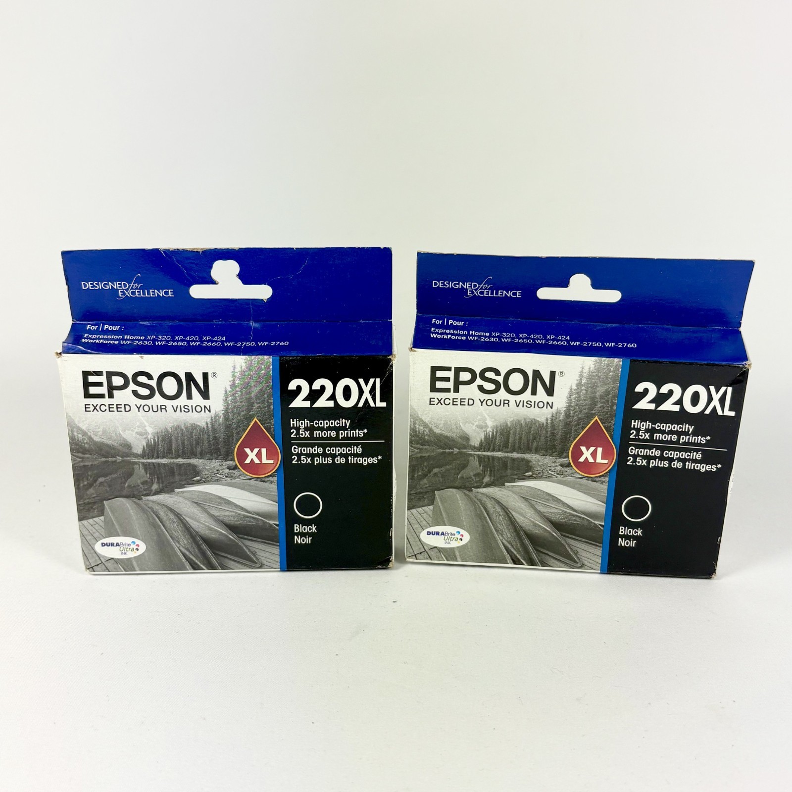 lot of 2 New Genuine Epson 220XL High Capacity Black Ink Cartridge Exp 2023