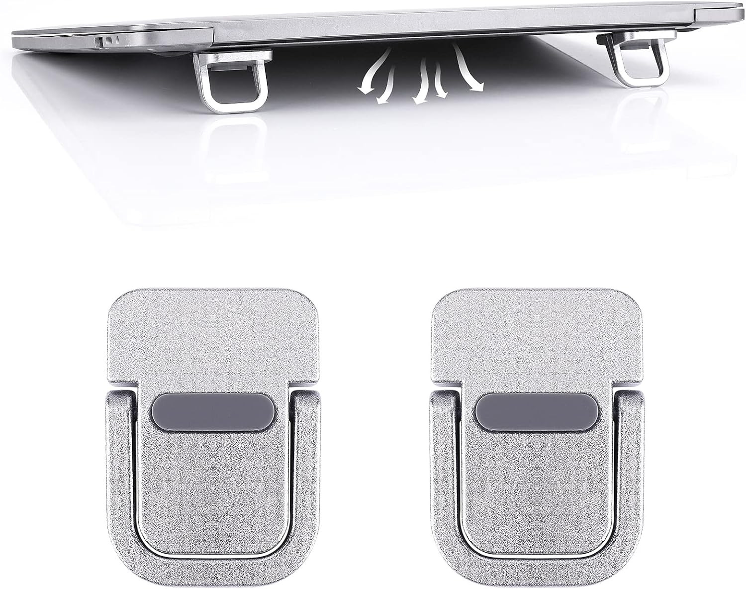 2PCS Portable Laptop Stand Keyboard Riser Self-Adhesive Mini Laptop Feet Silver