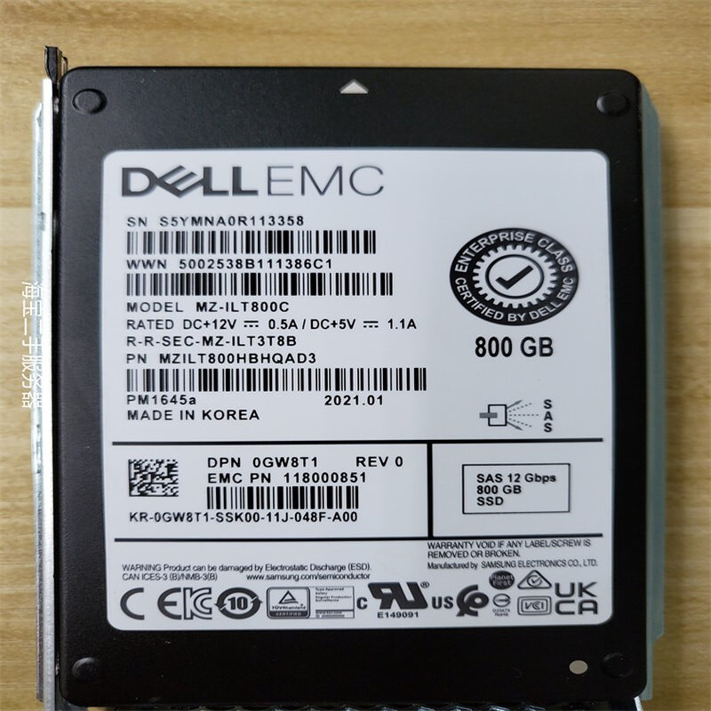 800G Dell/EMC SAS 12G PM1645a SSD 0GW8T1 MZ-1LT800C MZ1LT800HBHQAD3 REV 0