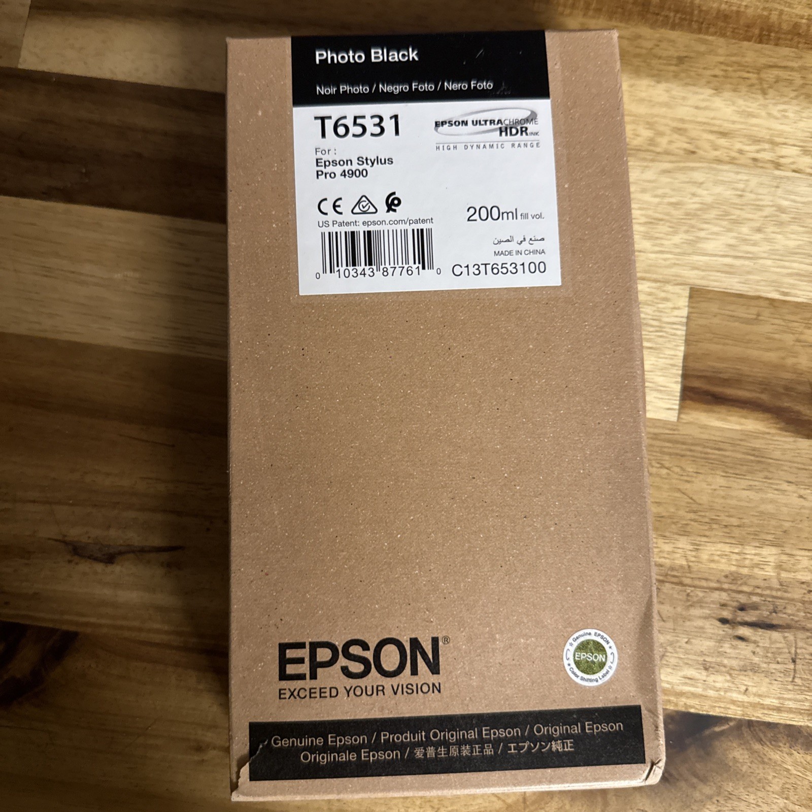 GENUINE EPSON T6531 PHOTO BLACK 200ml INK CARTRIDGE STYLUS PRO 4900
