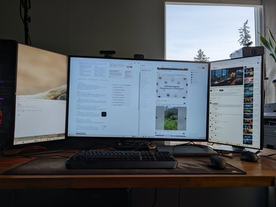 Dell IPS U4320Q and two U2520D with desk mount. Great deal.