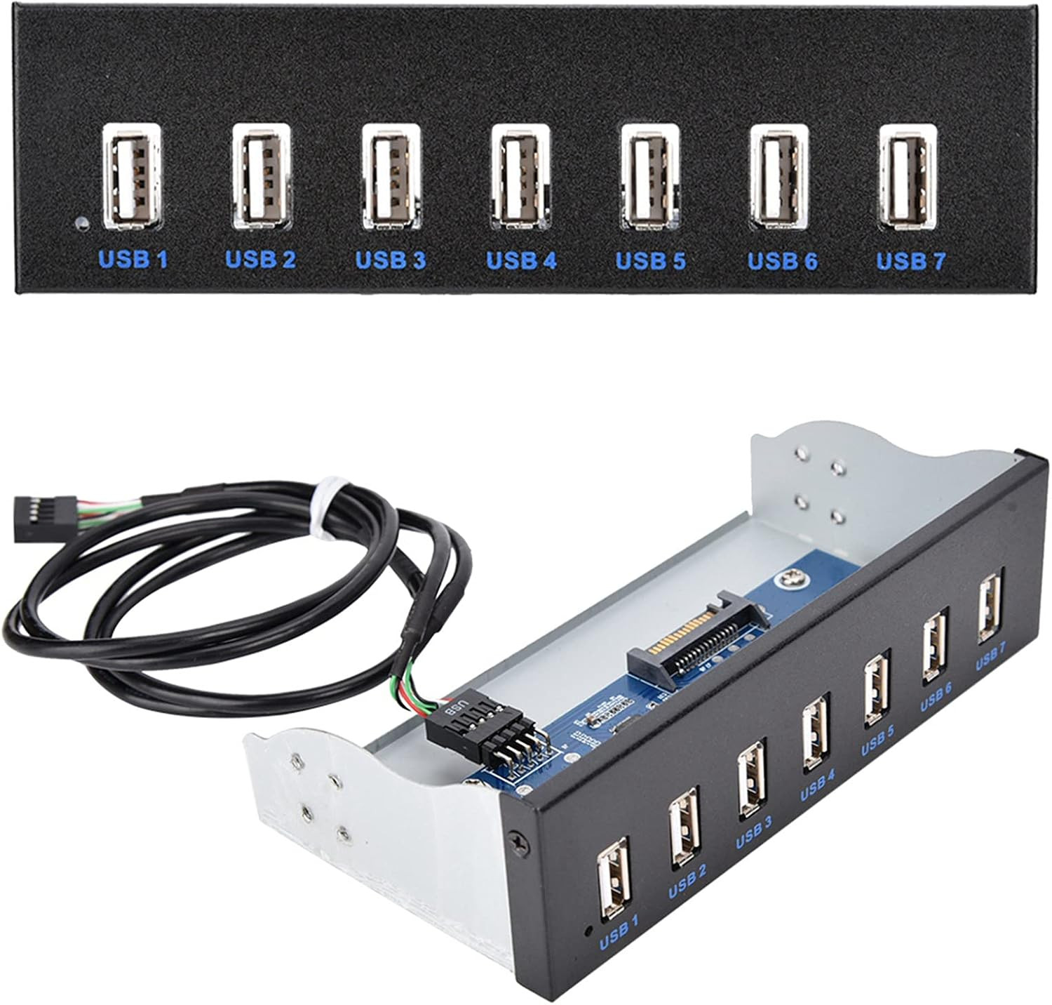 USB 2.0 HUB 5.25 Inch Internal Front Metal Panel 5.25 Inch 7 Port USB Hub