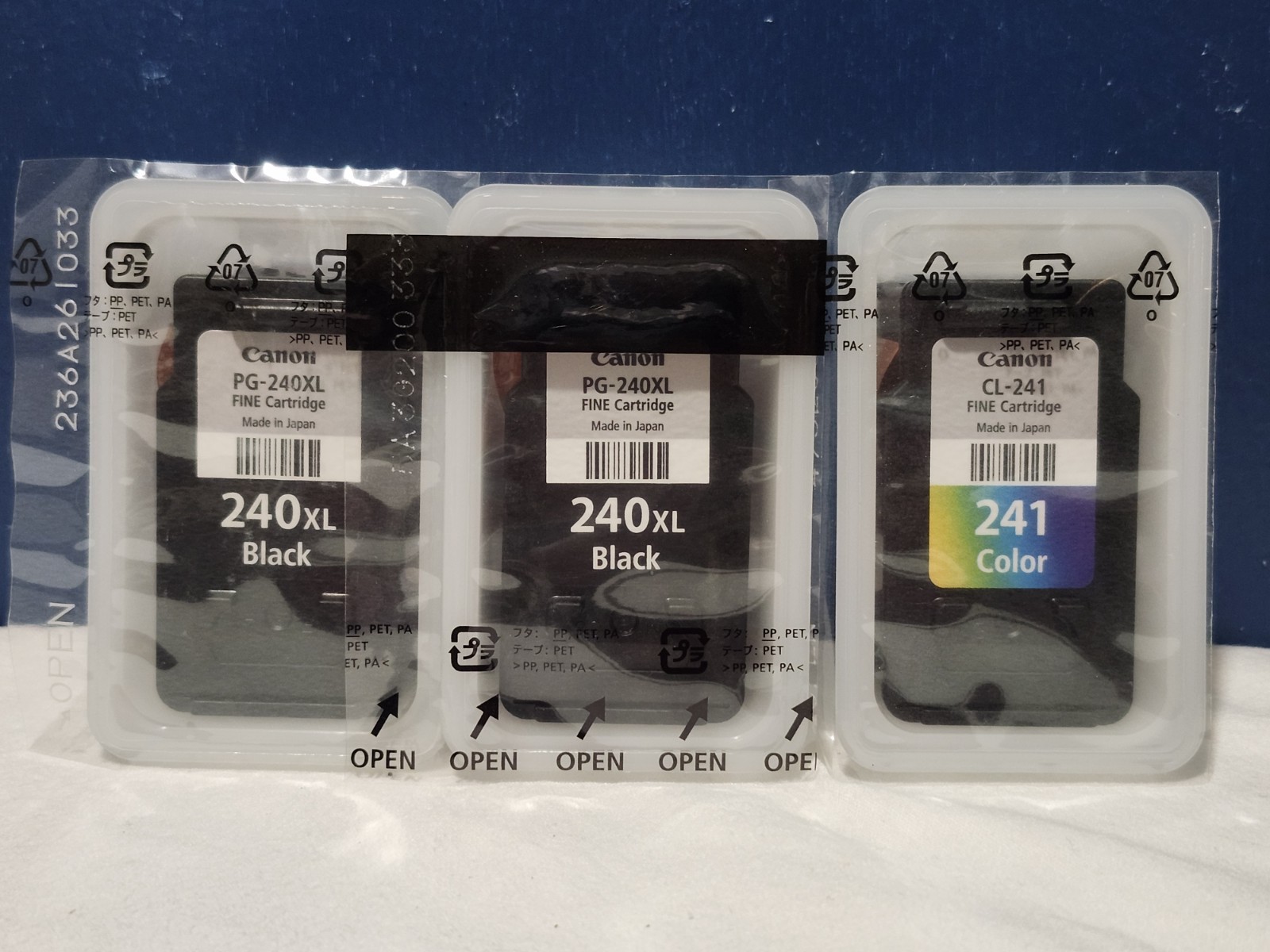 NEW ~ Lot of 3 Genuine CANON 240XL Black & 241 Color Ink Cartridges