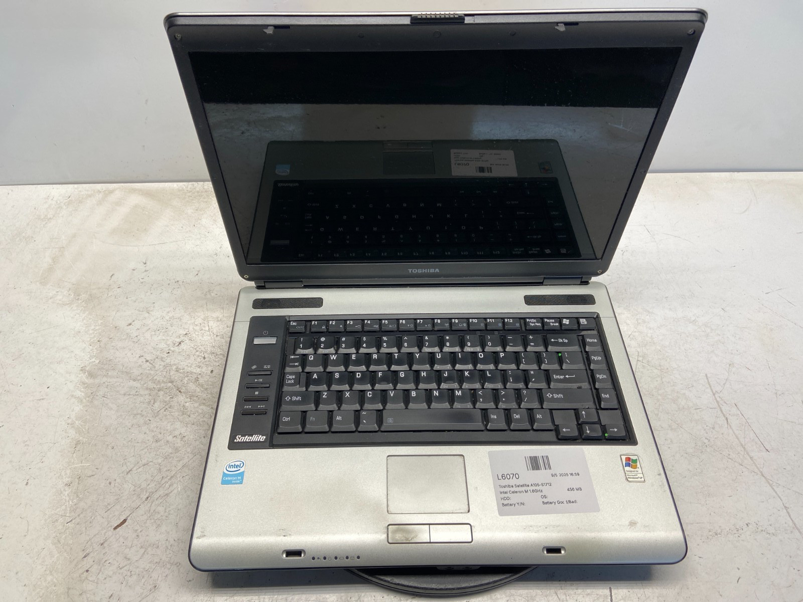 Toshiba Satellite A105-S1712 Intel Celeron M 1.6GHz 456 MB NO HDD