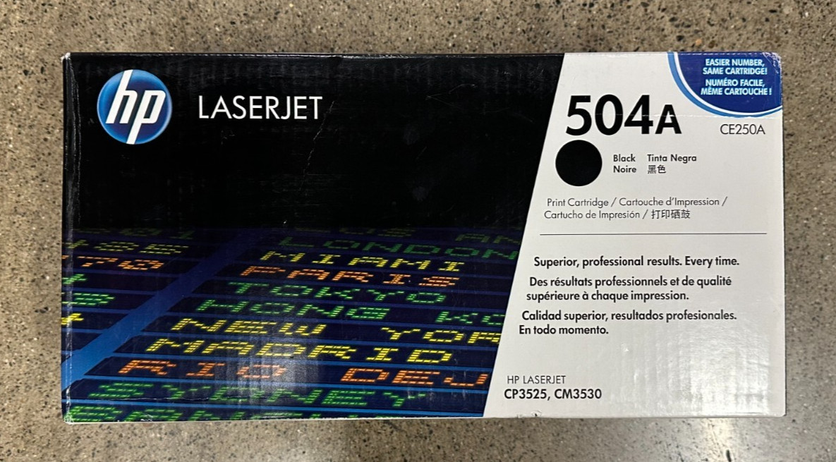 HP LaserJet 504A CE250A  Black Printer Toner Cartridge Ink NEW OEM GENUINE