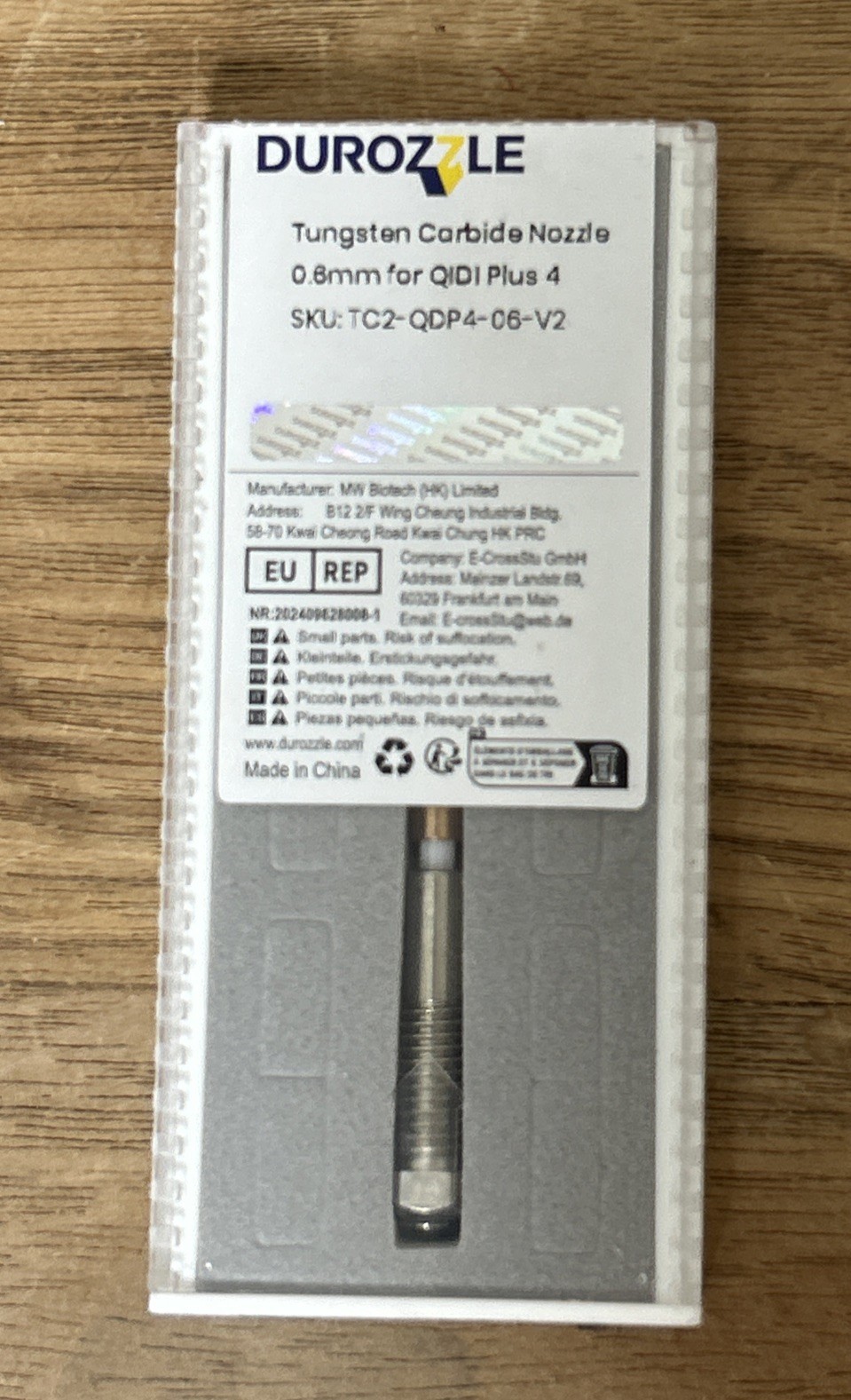 Durozzle Tungsten Carbide Nozzle 0.6mm for QIDI plus 4 