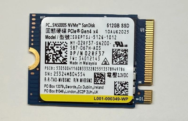 SanDisk 512GB SSD - SN5000S M.2 2230 NVMe PCIe Gen4x4 SDEPTSJ-512G-1012