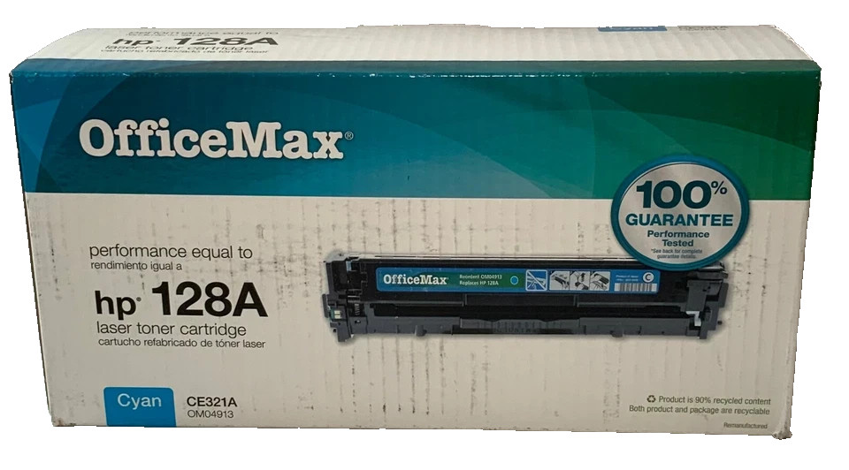 Genuine OEM OfficeMax CE321A (OM04913) Cyan Toner Cartridge Brand New
